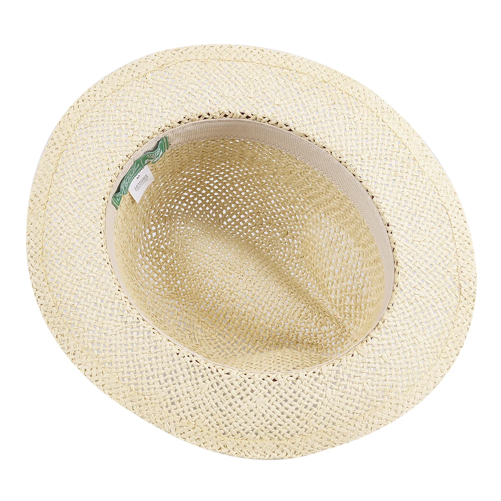 OEM Factory Fashion Hollow Sombreros De Paja Wide Brim Boater Caps Custom Straw Fedora Panama Hat With Rib Stripe Band