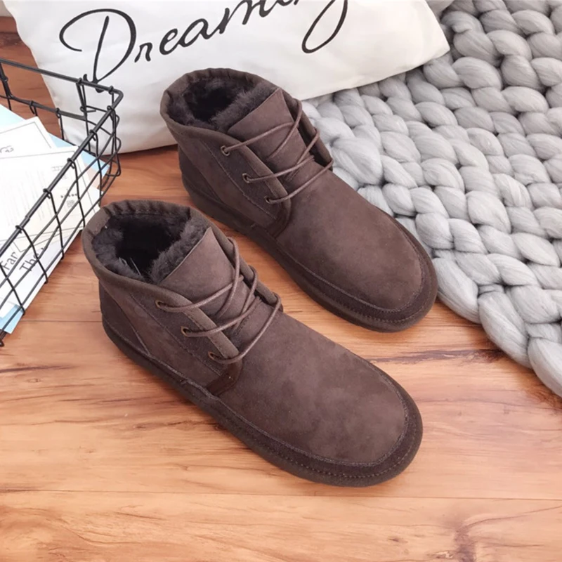 Wholesale Fashionable Walking Style Big Size Women Men Autumn Winter Warm Ankle Neumel Sheepskin Fur Male Snow Boots