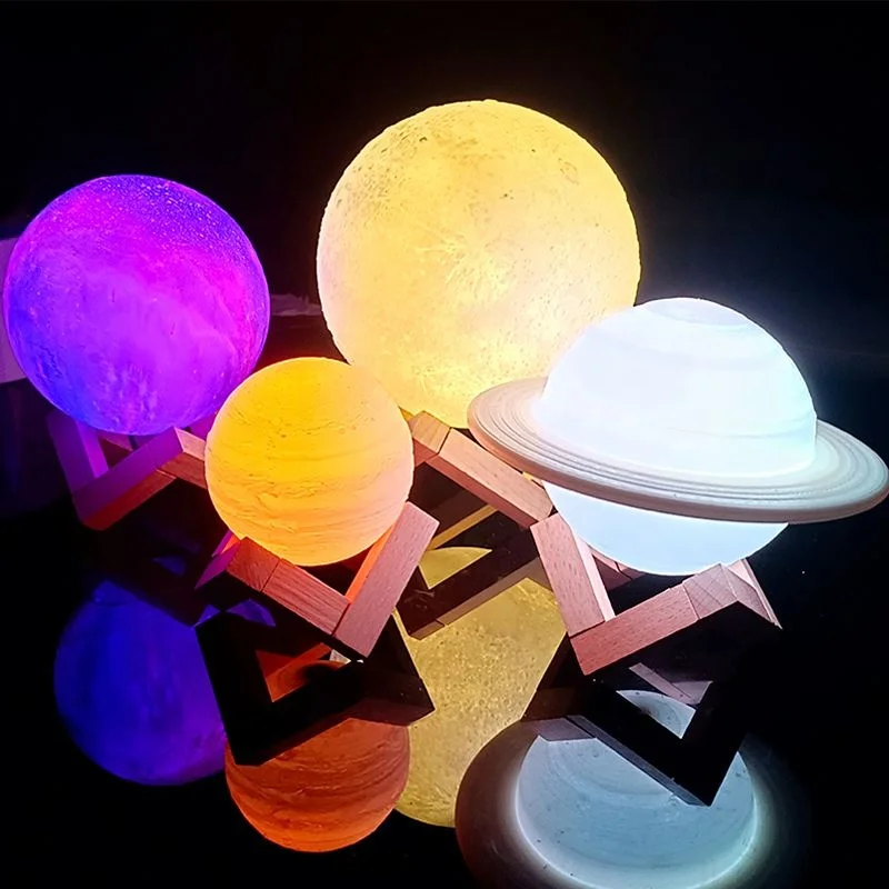 2021 Newest Touch 16 Colors 3D Print Saturn Lamps Rechargeable Night Light for Bedroom