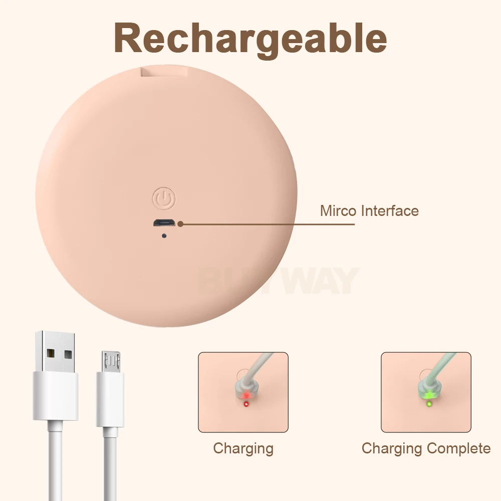 Custom Logo Usb Rechargeable Portable Travel Handheld Pocket Foldable Led Light Cosmetic Smart Touch Screen Bag Makeup Mirror