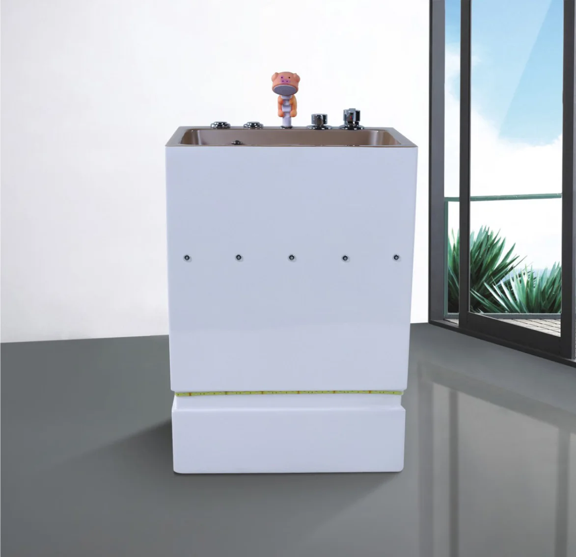 Modern Acrylic Freestanding Bathtub with Massage Function Deep Soak Small Bathroom Soaking Acrylic Bath Tub