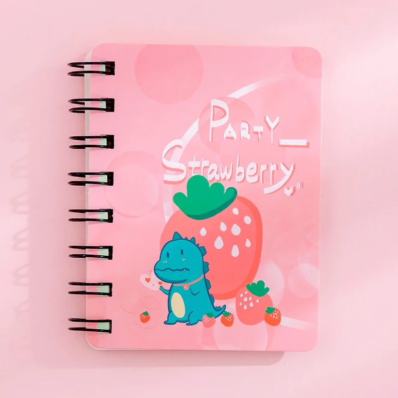 Wholesale Student Stationery Rounded Corners Cute Dinosaur Double Spiral Coil Mini Notebook For Children