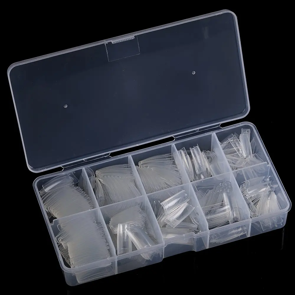 French False Nails French Nail Art Tips,Yimart 500pcs Clear White French Acrylic Style Artificial False Nails Tips With Box