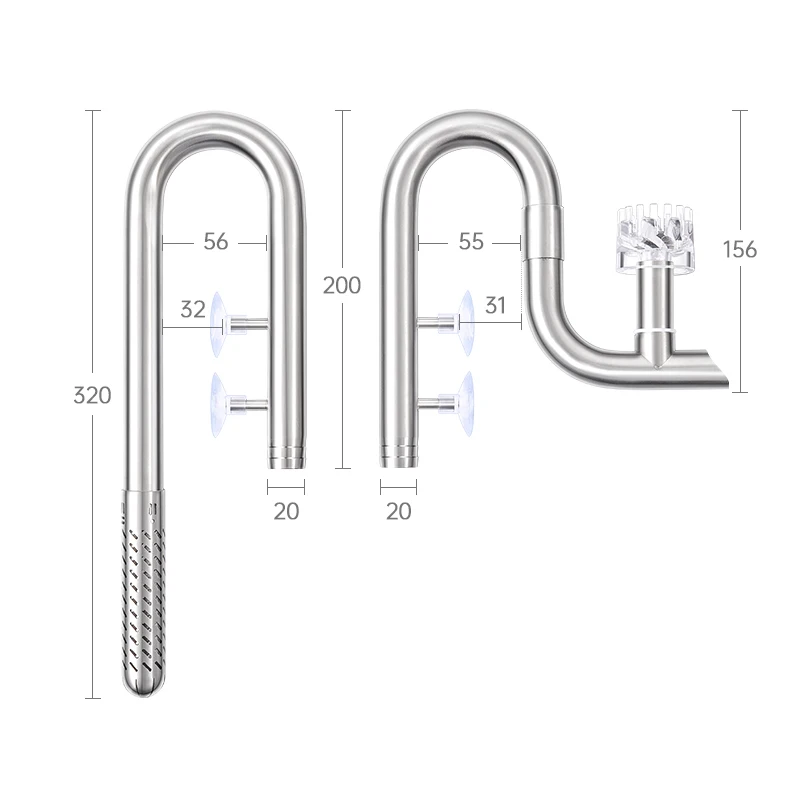 Stainless Steel Pipe Lily L PIPE SET-320mm Inflow Outflow 20mm 20/26 Hose Remove Oil Film Filter Bucket Parts Aquarium