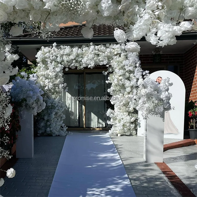 Hot Sale Large Artificial Flower White Square Wedding Arch for Event Backdrop Decoration