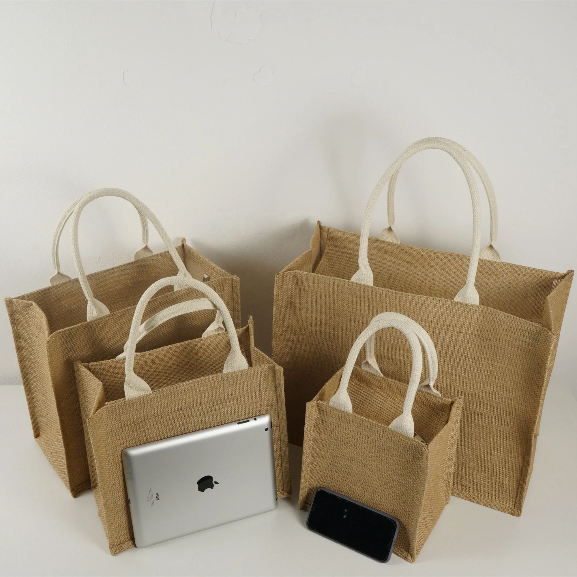 Custom Luxury Lifestyle Bags Durable Tote Bag  for Promotion Jute Bags Wholesale Textile Packaging With Zipper