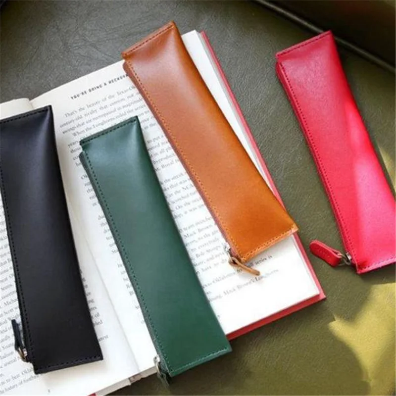 PU Leather Pen Case Zipper School Pencil Bag Large Capacity Pencil Pouch for School Kids