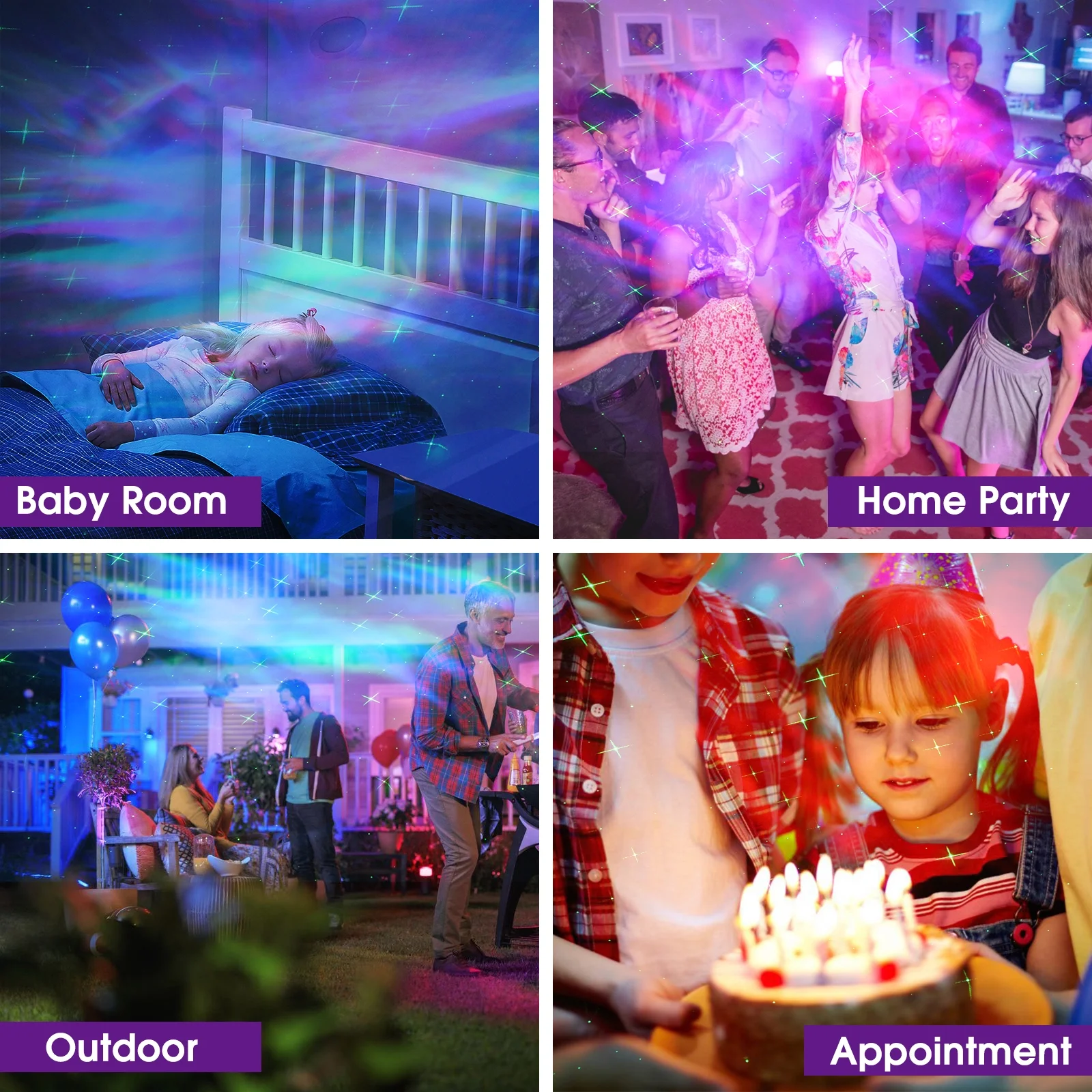 Laser Star Colorful Aurora Ripple Universe Style Projector Dream Room Decor Night Light USB Connect Power Projector Lamp