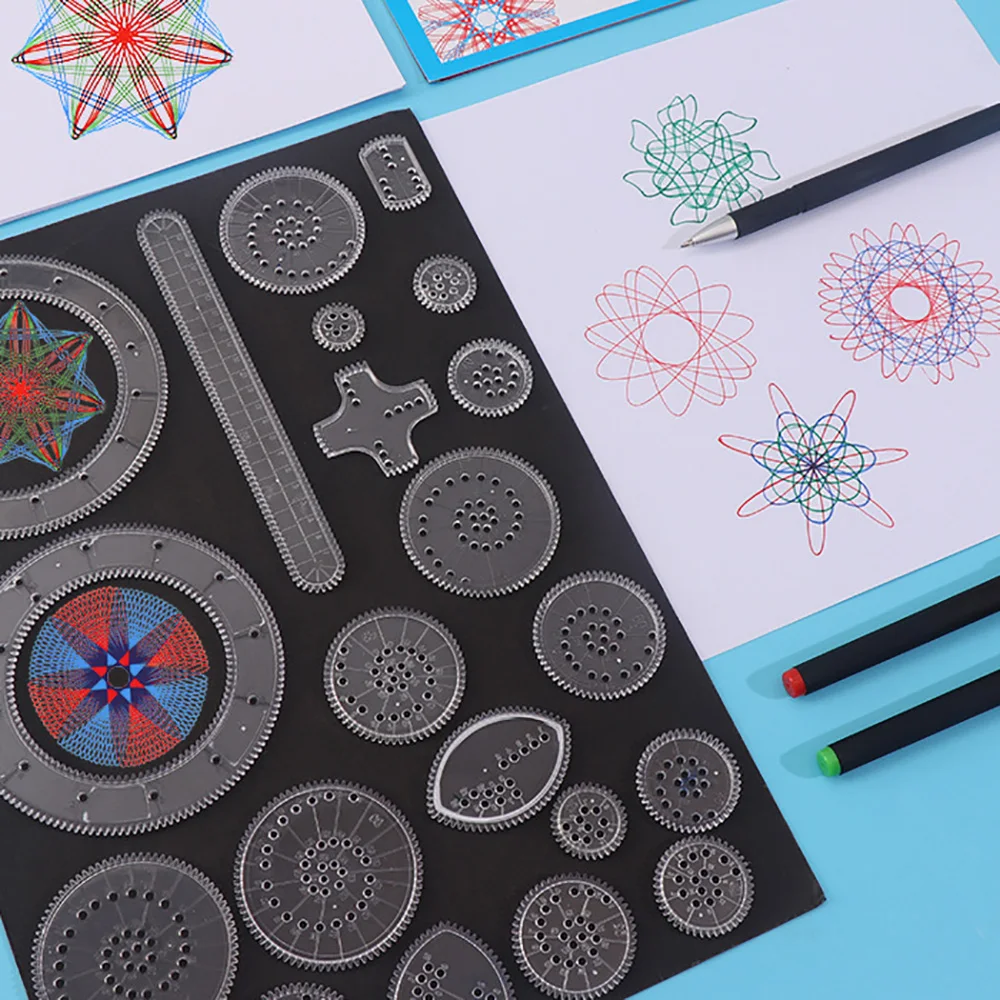 Classic Multiple Patterns Kids Drawing Spirograph Geometric Ruler Set
