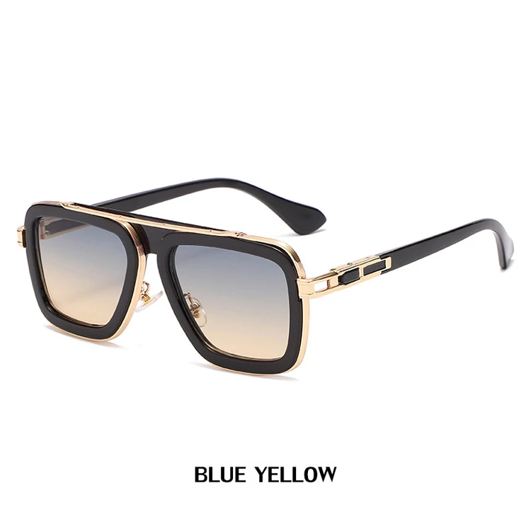 High Quality Square Frame Women Sun Glasses UV400 Brand Design Vintage Pilot Metal Men Shade Sunglasses