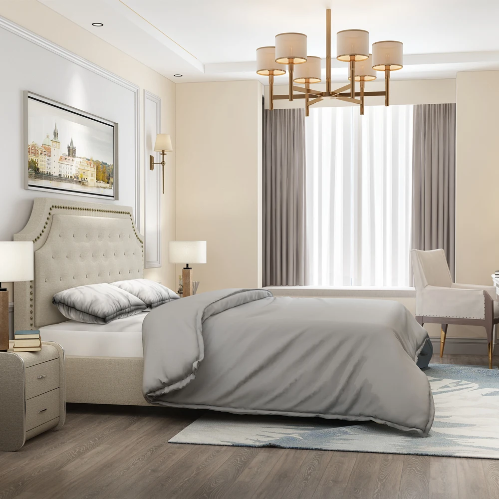 Light luxury modern master bedroom Italian minimalist wedding small household storage  Hong Kong-style custom leather soft bed