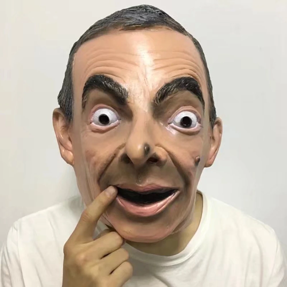 Yiwu Factory Direct Sales Halloween Realistic Mr Bean Latex Mask Full Head Human Mask Adult Face Mask For Halloween Easter Party