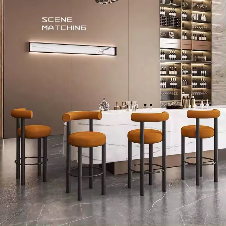 Wholesale outdoor designer fabric bar height barstools breakfast bar chairs velvet black metal island kitchen bar stool