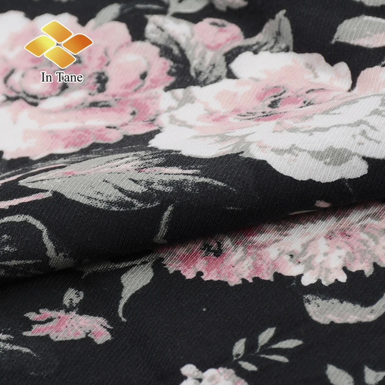 100% Calvary Twill Viscose Rayon Woven printed Flower Pattern for Women dress Ladies