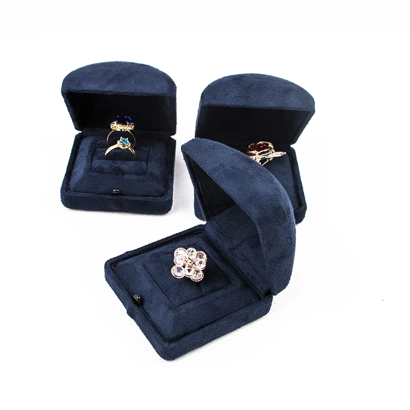 Low MOQ Velvet Jewelry Box Blue Luxury Packaging Box