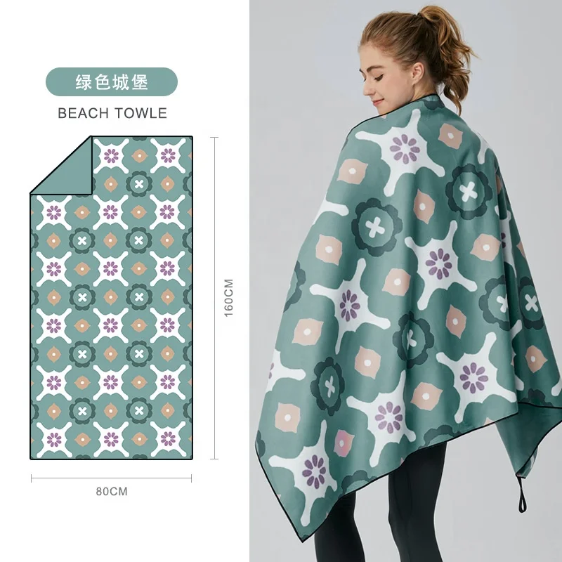 Cross-border double-sided wool absorbent quick-drying beach towel Microfiber yoga towel wholesale swimming beach towel