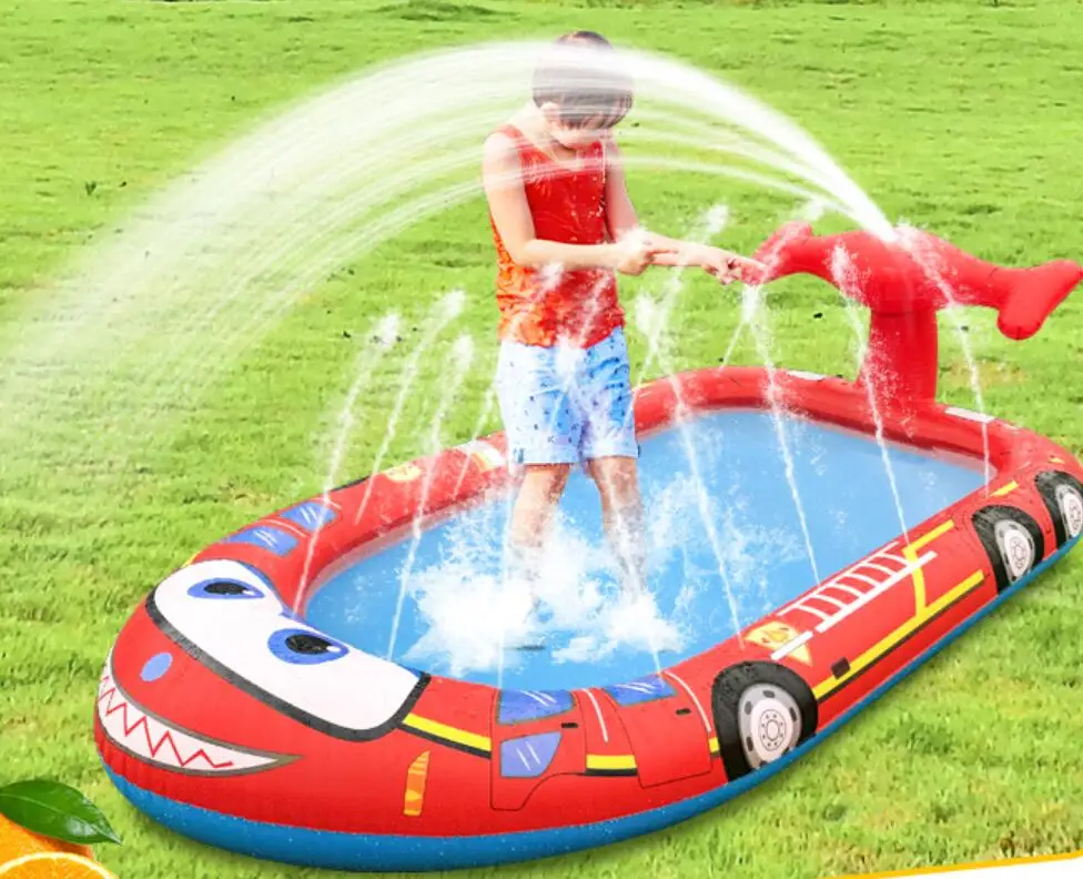 FCCA BSCI Audited Factory Inflatable Fire Engine Splash Sprinkler Pool for Kids