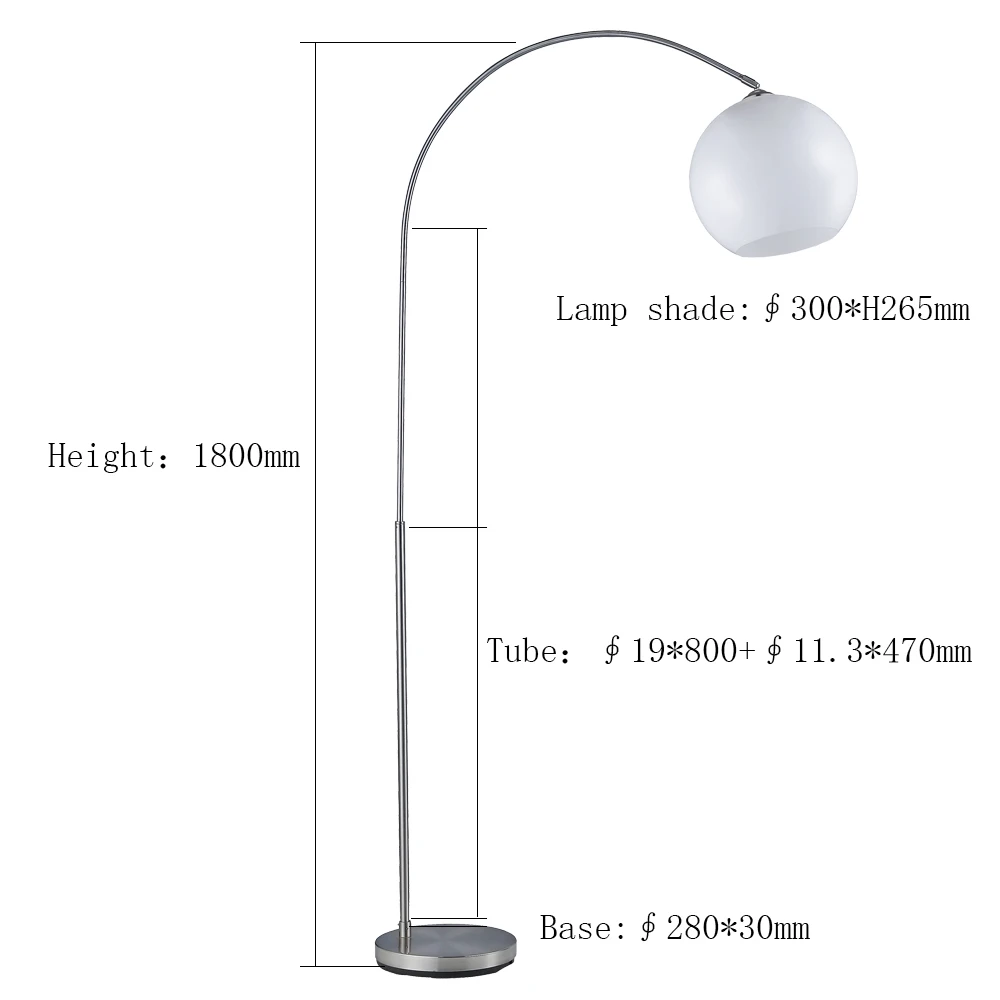 Arc Iron with Acrylic in Satin Nickel Colour Round Acrylic Shade  Arc Tube Fishing Led Floor Lamp