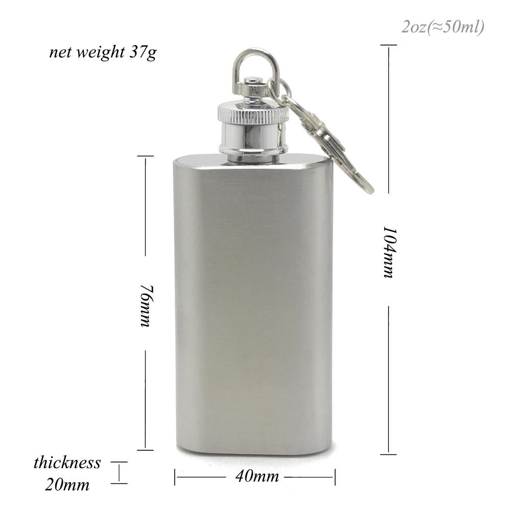 2oz Flask 50ml Whisky Flagon Kettle Oilcan Keychain Stainless Steel Metal Travel Wine Pot Drink Gifts 45ml Mini Liquor Hip Flask