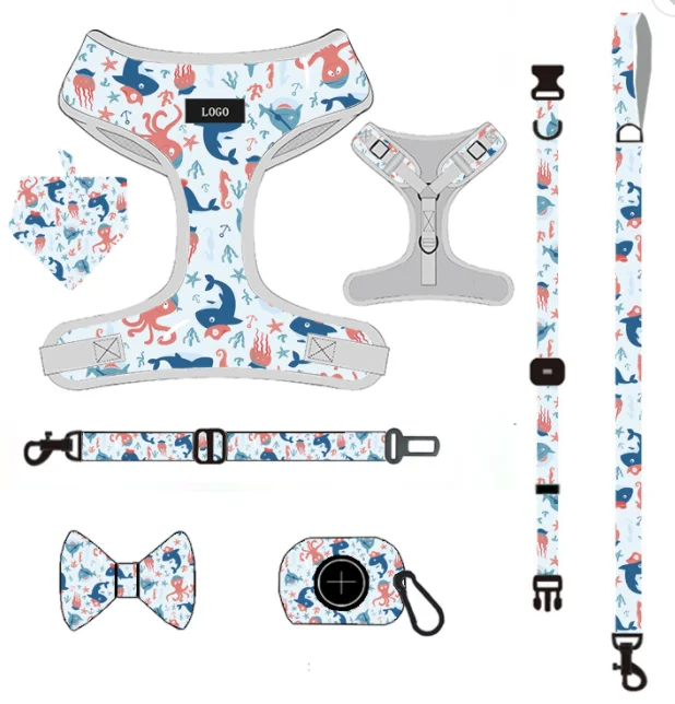 Adjustable Harness With Match accessories Dog Collar Leash Set Dog Adjustable Harness