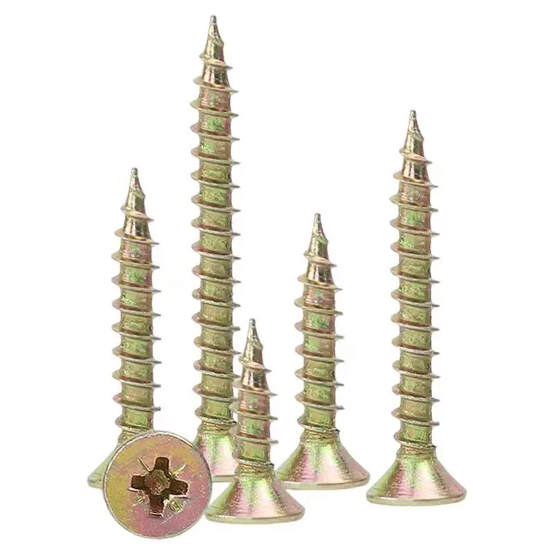 Yellow Zinc Plated Long Chipoard Screw Flat Countersunk CSK Wood Screw Torx chipboard wood screw