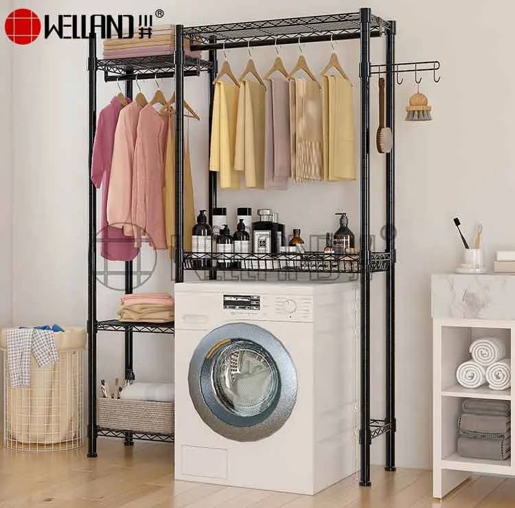 New Large-capacity Multi-layer Metal Bathroom Laundry Washing Machine Steel Rack Wire Shelving Garment Rack