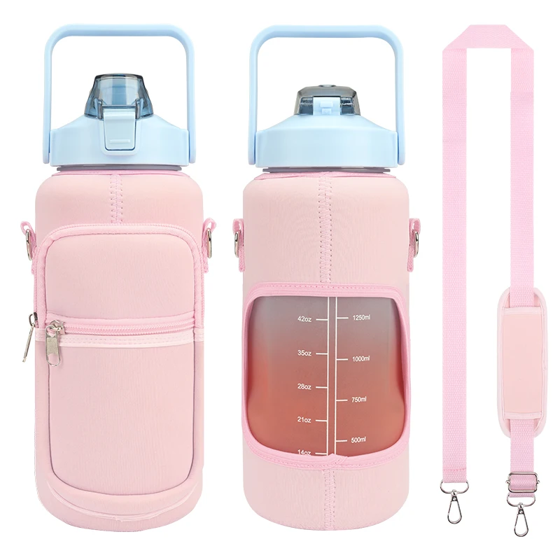 Half Gallon 64oz/2L Water Bottle Sleeve Protective Cover Sport Water Bottle Carrier with Strap