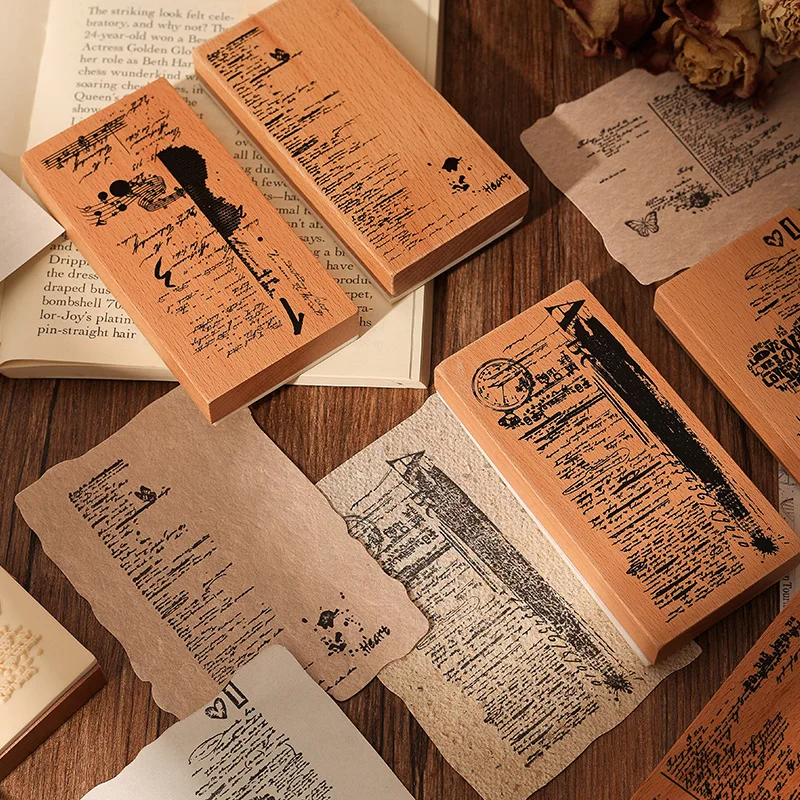Versatile Wooden Seal Stamp Letter Series Basic Printing Hand Account Decorative Custom Literature Art Durable Rubber Ink Stamp