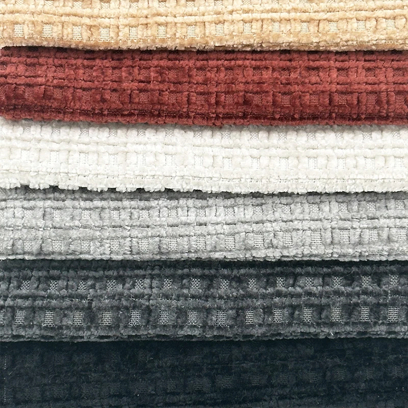 Wejoy colorful 260gsm single side checkered ripstop pattern chenille for furniture sofa cover