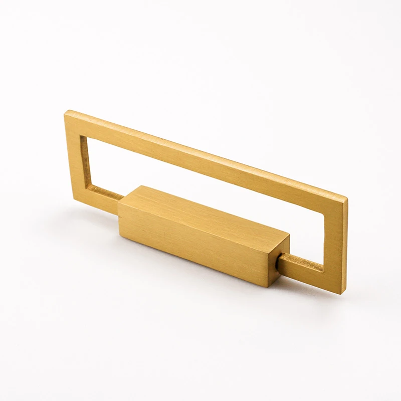 Cabinets dresser wardrobe drawer brushed brass decorative square ring drop pulls handles