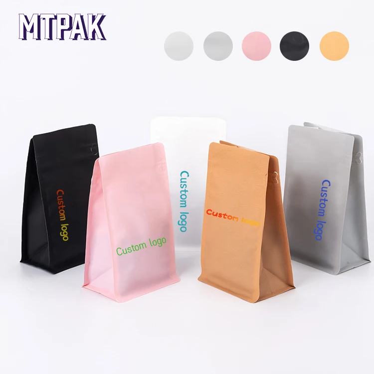 100% recyclable custom logo printed zip lock coffee bean bag with valve