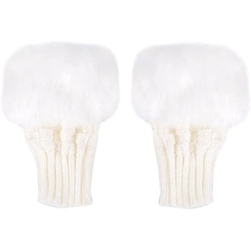 Glow Blink Fur Fingerless Knit Gloves - Funny Light Up Mitten for Party Christmas Halloween Costume