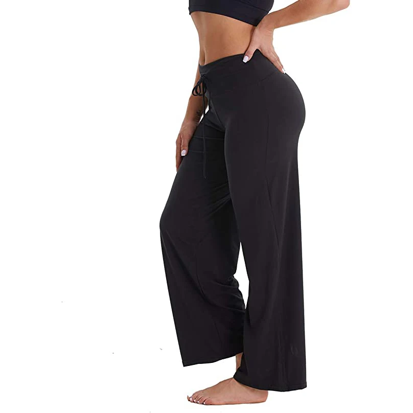 
Wholesale Wide Loose Leg Pants Solid Color Sleepwear Buttery Soft Cotton Stretchy Pajamas for Women 