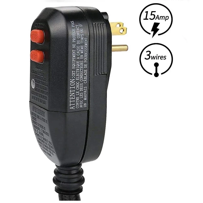 GFCI Replacement Plug Assembly with Ground Fault Circuit Breaker Safety RCD Protection Pool Pump, Washing Machine, Air Condition