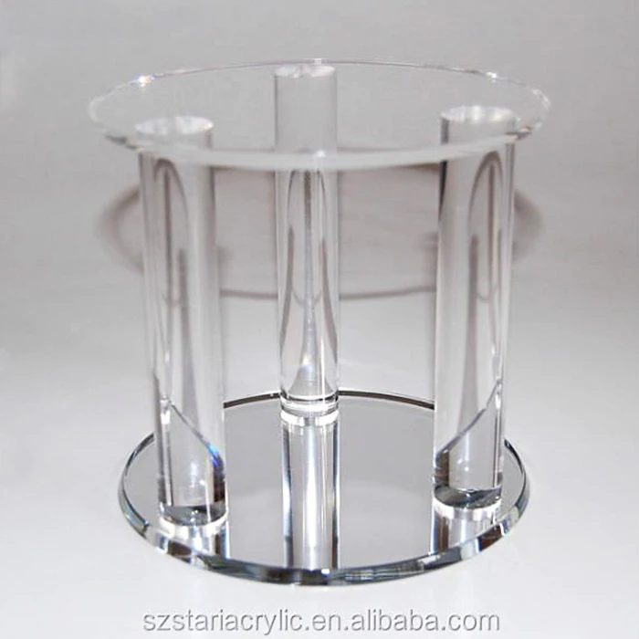 Свободно стоящий круглый сплошной стержень прозрачный акриловый свадебный торт сепаратор стенд держатель с зеркальным основанием