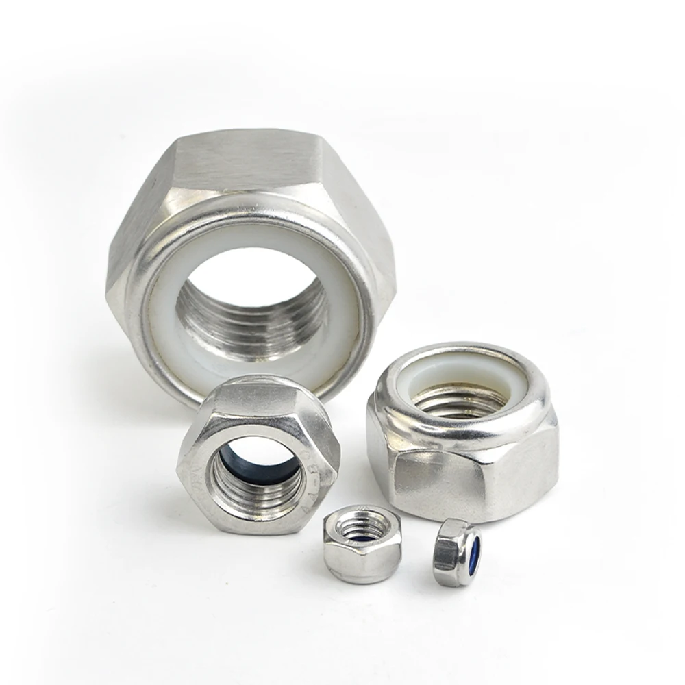 DIN985 DIN982 China Manufacturer Galvanized M8 M10 M12 Nylock Nut Nylon Insert Lock Nut Stainless Steel Nylon Zinc Alloy Brass T
