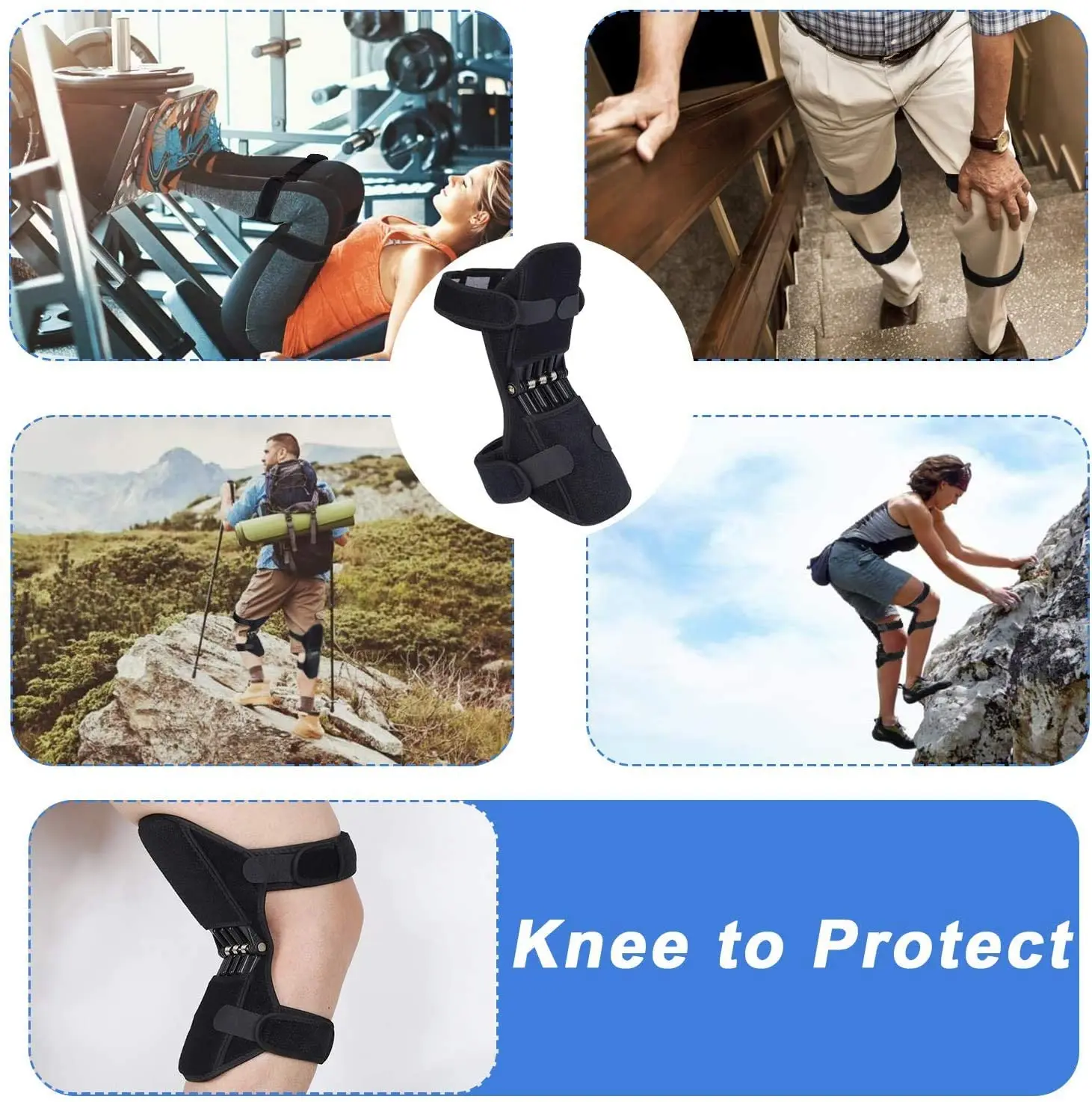 Joint Support Knee Pads Knee Protection Booster Power Spring Force Compression Sports Running Force Stabilizer Outdoor Activity