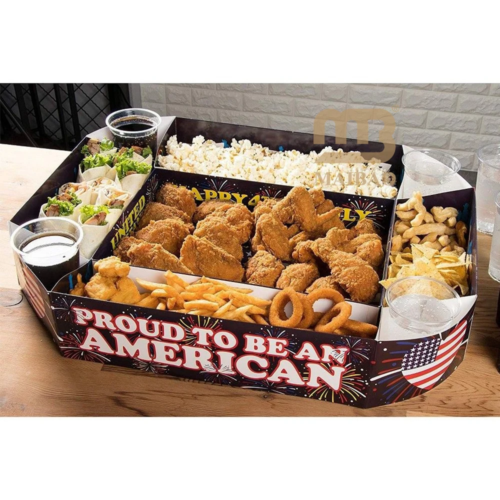 custom carton to go fast food packaging easy Foldable chips burger french fries chicken wing sharing size paper lunch box pack