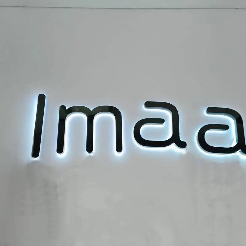 yangyu Outdoor Backlit Logo Stainless Steel Lettering Custom Led Advertising Signshalo lit 3d led outdoor shop wall sign