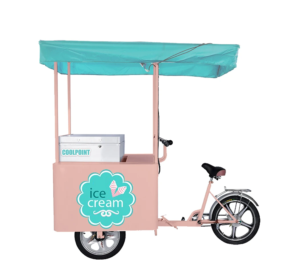 ice cream cart tricycle bike with solar freezer 158 liters