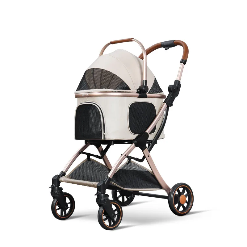 Factory Price Luxury Aviation Aluminum Frame Folding Stroller With Shock Absorption System Outdoor Travel Dog Cat Trolley