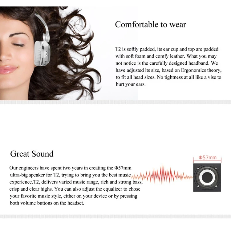 Turbine Foldable Micro SD Music Play 3.5mm Wireless Headset Gaming Headset Phone Call Earphones TWS Headphone for iPhone