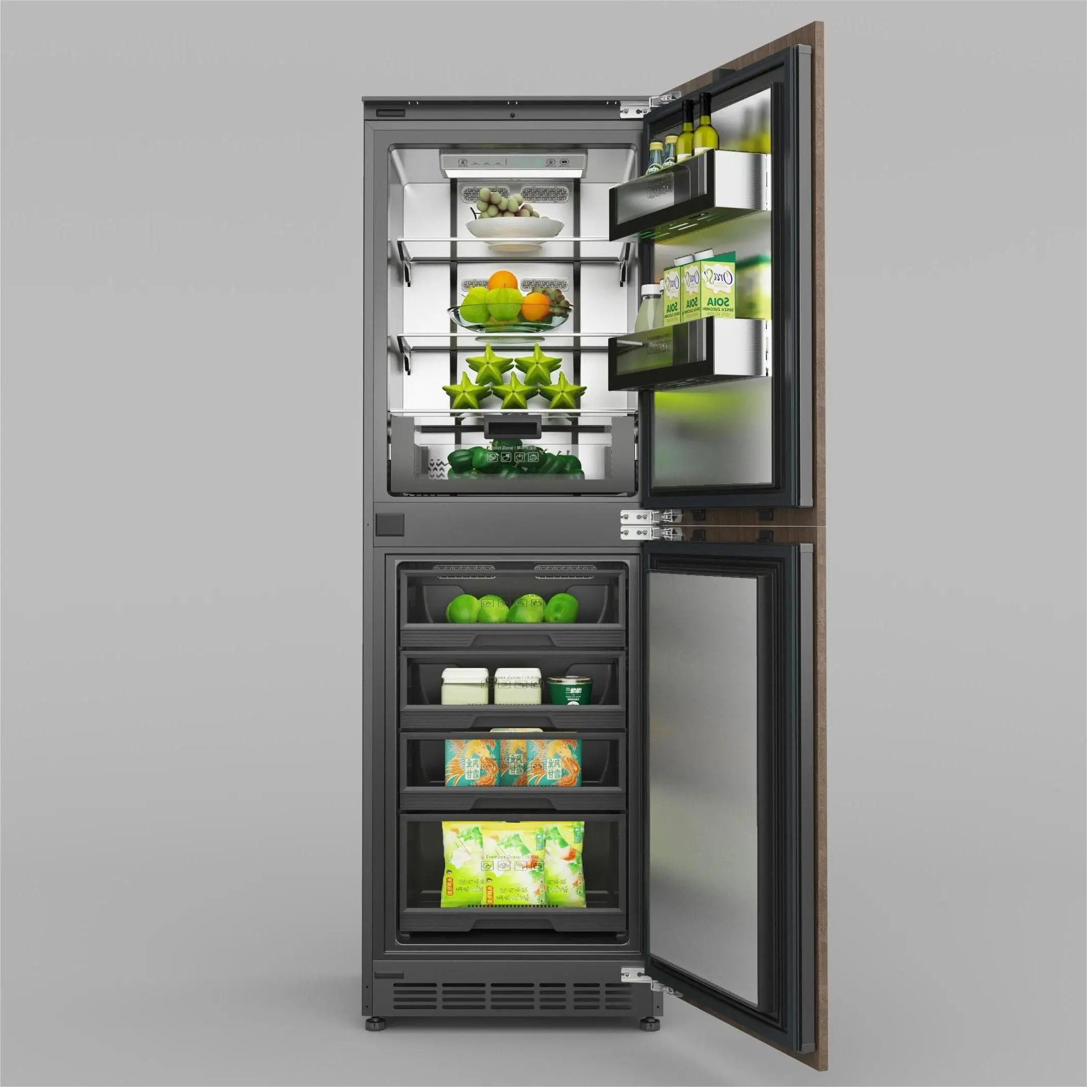 ZUNGUI BCD-280WQB Panic Buying No Frost Built-in Large Refrigerator Fridge Freezer