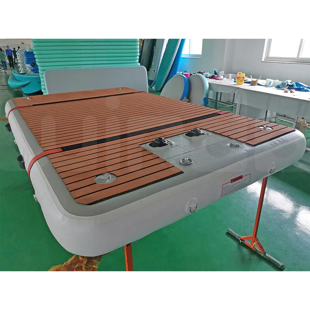 2.5x1.5x0.2m Drop Stitch Inflatable Platform Floating Yacht Dock With 4 Water Bags