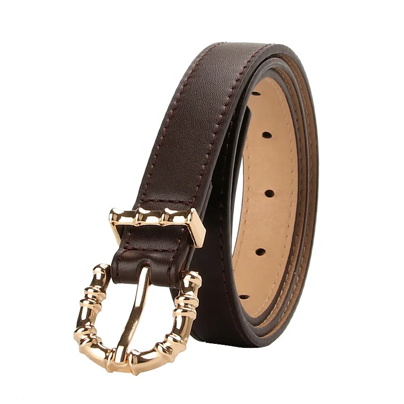 Gold Alloy Pin Buckle Belts for Women PU Leather Waist Belts Ladies Waistband for Jeans