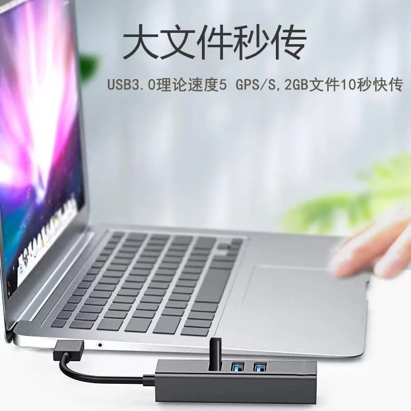 USB 3.0 Hub Ethernet OEM Portable 4 in 1 Multiport Hub Gigabit RJ45 Ethernet USB 3.0 Ports for Window s Linu x Mac OS and More