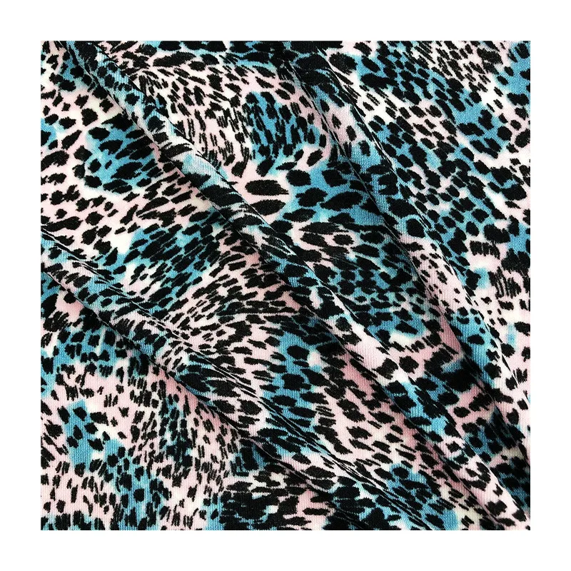 Colorful leopard design knitted fabric 220gsm 95%polyester 5%spandex printed ITY jersey fabric for sports garment