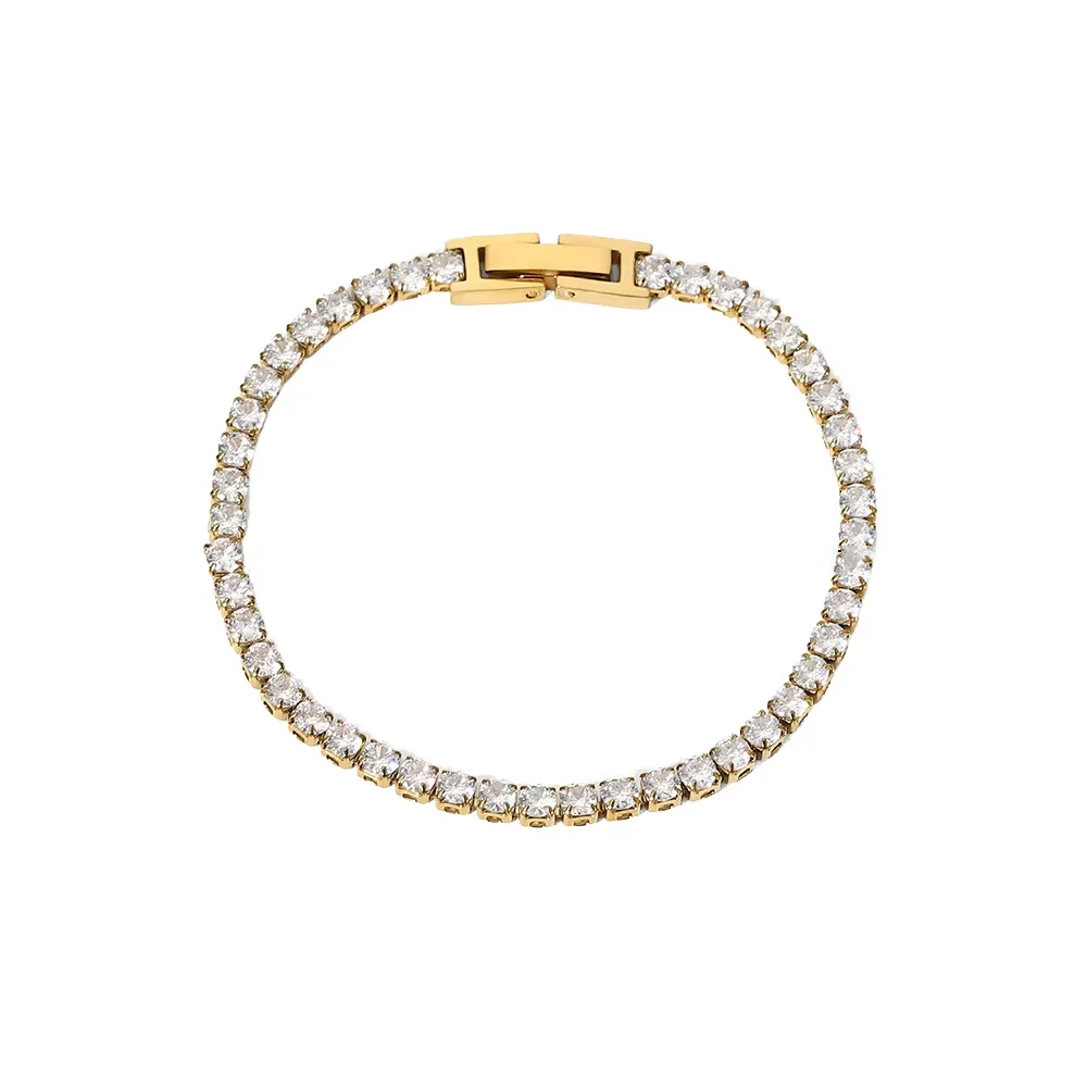 PVD Gold Plated Stainless Steel Green Cubic Zirconia Dainty Snake Butterfly Tennis Link Chain Bracelets