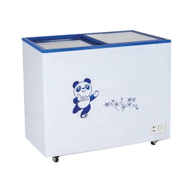 280L Deep freezer cola ice cream chest freezers commercial sliding glass door gelato display cryogenic cabinet for supermarket