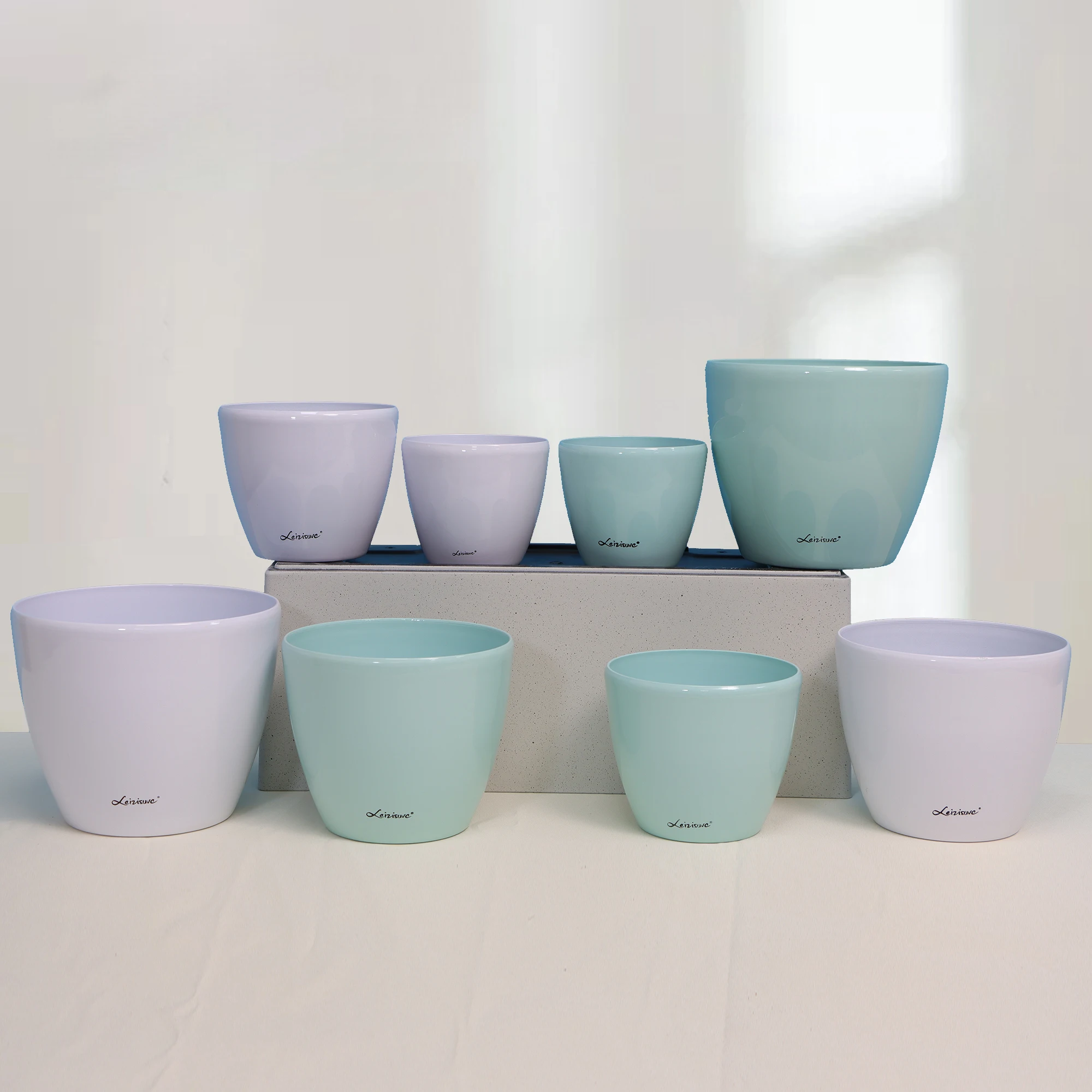 White Plastic Resin Planter Pots for Outdoor Garden Decor HG-0812-1 Succulents Orchid for Home Use